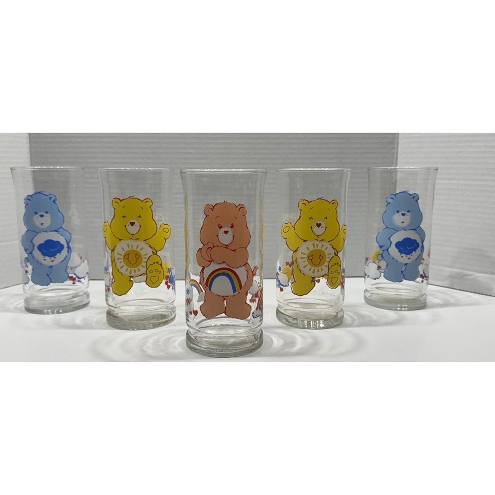 RARE‎ VINTAGE Care Bears Drinking Glass Set 1983 Pizza Hut American Greetings